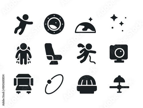 Orbital Icon Set. Orbital experiences. Solid icon set of Orbital