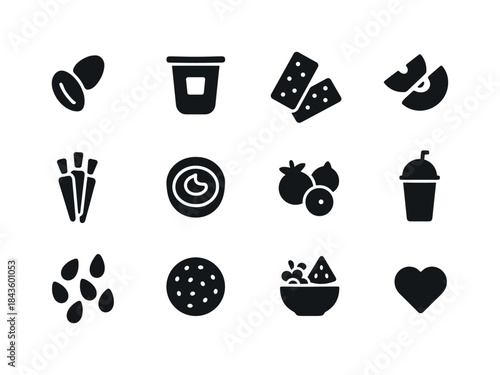 Healthy Snacks Icons. Healthy Snacks. Solid icon set of Healthy