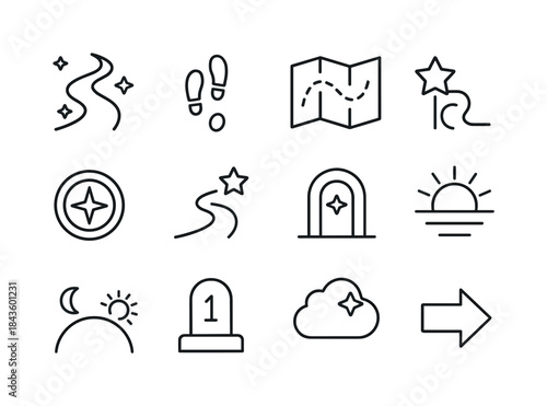 Dream Icons Collection. Dream Journey. Line icon set of Dream Jo