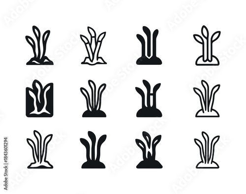 Aquatic Icon Set. Aquatic creatures in extreme environments (dee