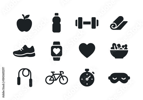 Healthy Lifestyle Icons. Healthy Lifestyle. Solid icon set of He