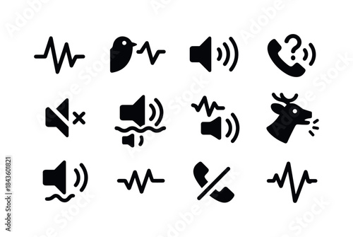 Wildlife Communication Icons. Wildlife communication impact. Sol