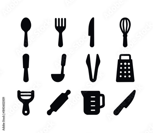 Kitchen Utensils Icons. Kitchen Utensils. Solid icon set of Kitc