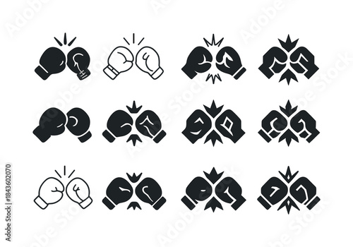 Body Combat Logo Set. Body combat. Icon set. Set Logo of body co