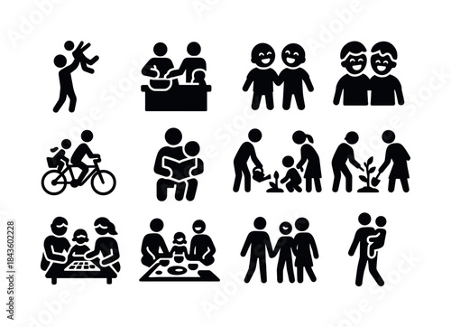 Family Joy Icons. family joy. Solid icon set of family joy: pare