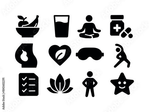 Healthy Pregnancy Icons. Healthy Pregnancy. Solid icon set of He