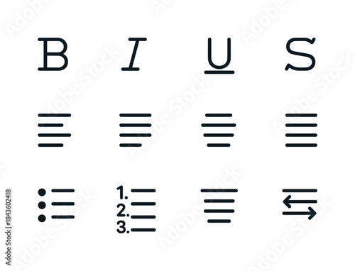 Text Formatting Icons. Text formatting icons. Line icon set of t