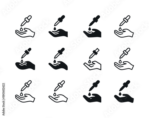 Skincare Logo Icons. trying skincare products. Icon set. Set Log