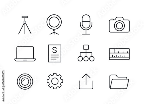 Content Studio Icons. Content Studio. Line icon set of Content S