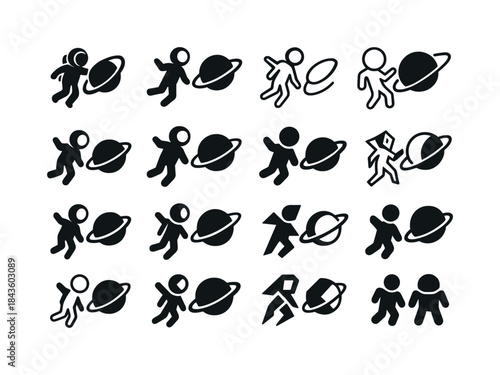 Space Tourism Logos. Space tourism. Icon set. Set Logo of space