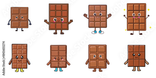 Multiple cute-faced chocolates vector illustrations