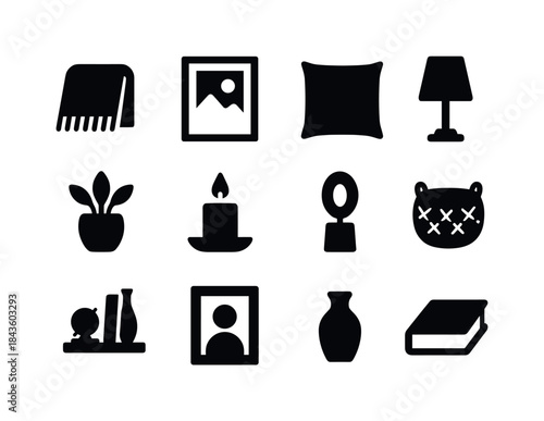Home Styling Icons. Home styling. Solid icon set of home styling