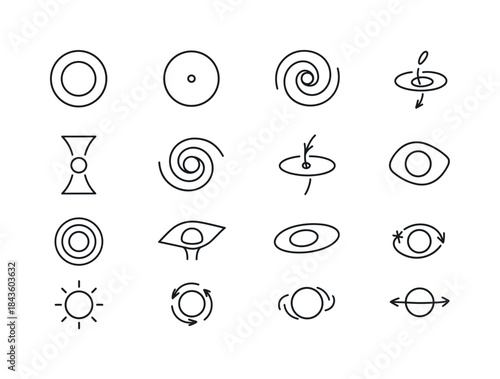 Black Hole Icon Set. Black Hole Activity. Line icon set of Black
