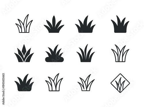 Glade Logo Variations. Glade. Icon set. Set Logo of glade: grass