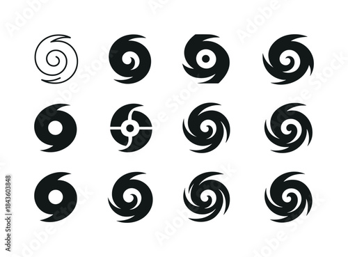 Severe Hurricane Icons. Severe Hurricanes. Icon set. Set Logo of