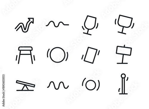 Wobble Icon Set. Wobble. Line icon set of Wobble: wobbling arrow