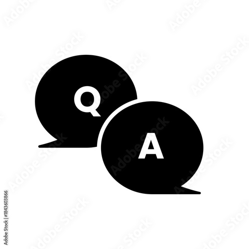 Q and A Black Silhouette Icon