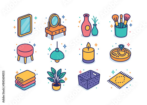 Colorful Mirror Corners. mirror corner. Colorful isometric vecto