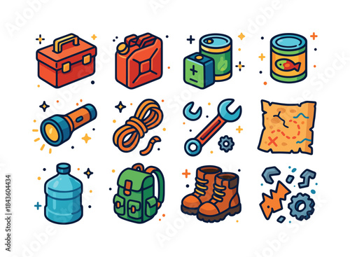 Resource Icons Collection. Scavenging and resources. Colorful is