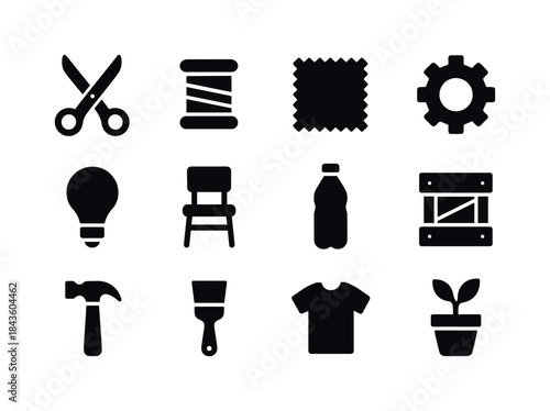 Upcycling Icon Set. Upcycling design. Solid icon set of upcyclin