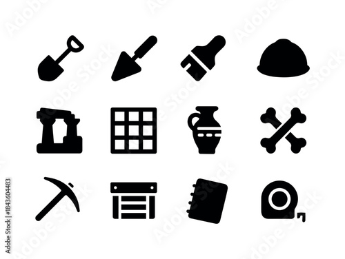 Excavation Icon Set. Excavation Site. Solid icon set of Excavati