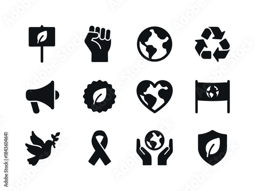 Environmental Activism Icons. Environmental activism. Solid icon