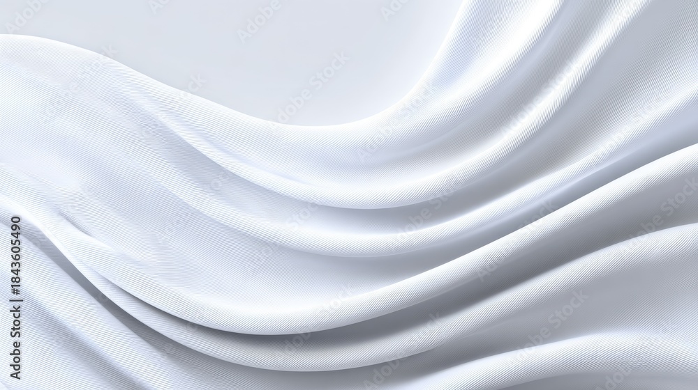 Fototapeta premium Elegant White Fabric with Smooth Waves and Textured Surface Ideal for Fashion, Design, and Artistic Backgrounds in Creative Projects