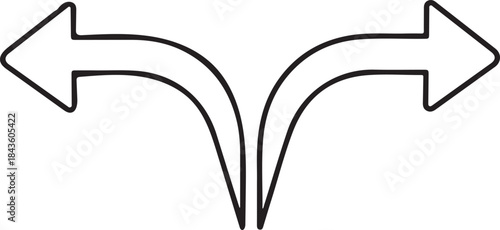 Two curved arrows pointing left and right, split direction icon outline