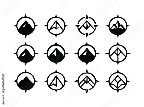 Compass Logo Variations. Compass. Icon set. Set Logo of Compass: