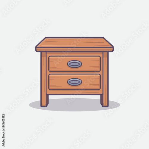 This image showcases a stylish wooden nightstand with two drawers, perfect for adding functional storage space to a bedroom or living area with a modern touch.