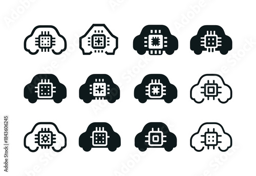 Self-Driving Car Logos. self-driving cars. Icon set. Set Logo of