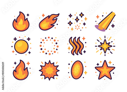Fire & Light Icons. Fire & Light Icons. Colorful isometric vecto