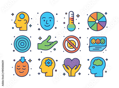 Emotional Intelligence Icons. Emotional intelligence. Colorful i