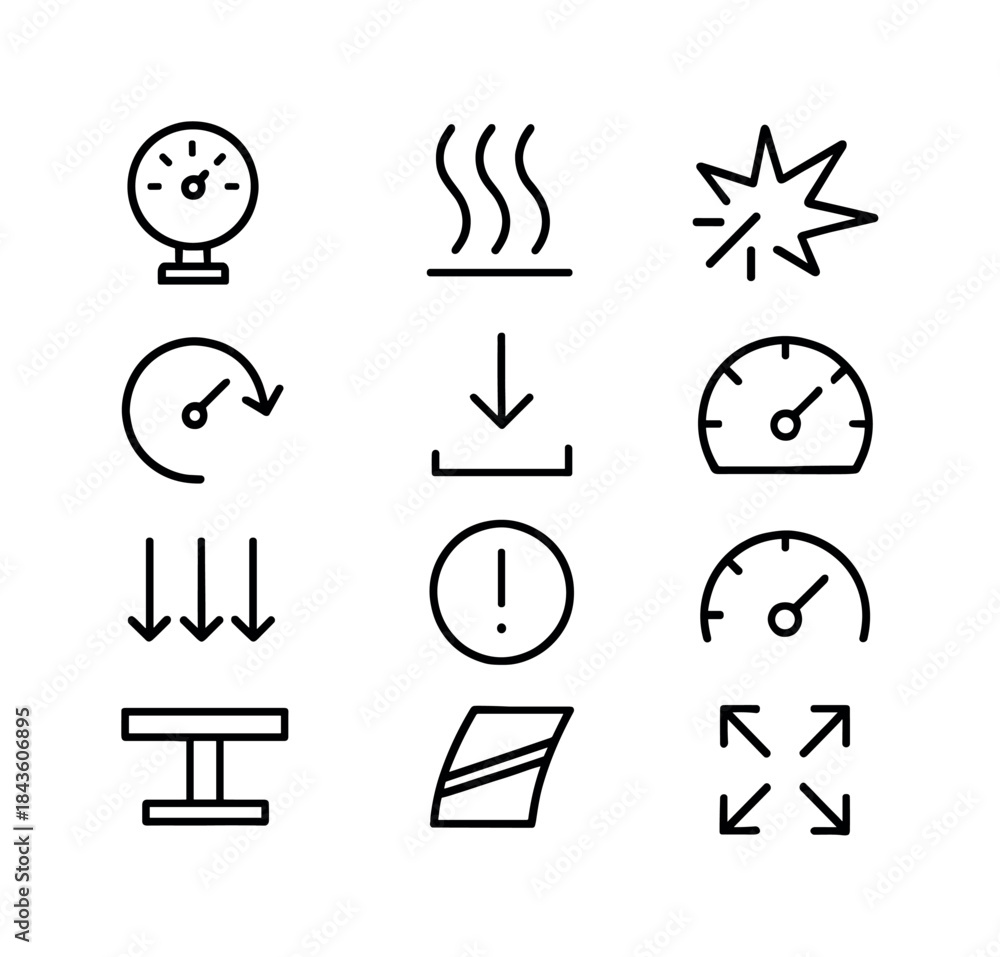 Fototapeta premium Speed Pressure Icons. Speed pressure. Line icon set of Speed pre