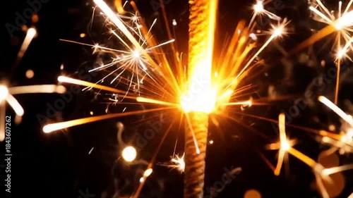 Wallpaper Mural Abstract golden fireworks display on a transparent background. Glowing, sparkling explosion effects with alpha channel, perfect for overlays and festive visuals Torontodigital.ca