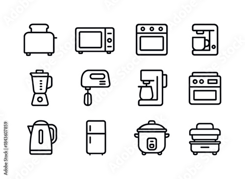Kitchen Appliance Icons. Kitchen Appliances. Line icon set of Ki