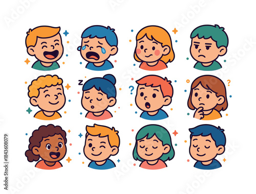 Kids' Emotions Icons. Kids