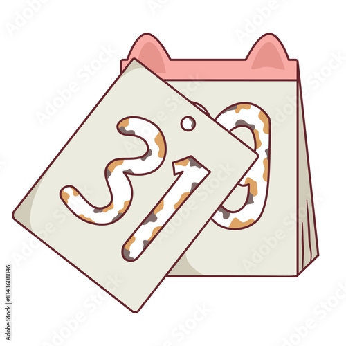 Cat ear desk calendar icon showing date change to number thirty one