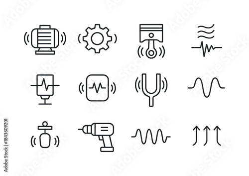 Mechanical Vibration Icons. Mechanical Vibration. Line icon set
