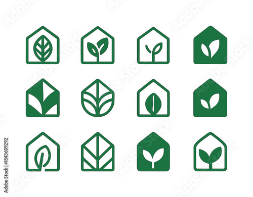 Greenhouse Logo Collection. greenhouse. Icon set. Set Logo of gr