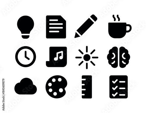 Creative Icons Set. Creative Process. Solid icon set of Creative