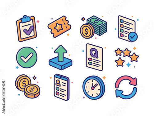 Colorful Microjobs Icons. Microjobs. Colorful isometric vector i
