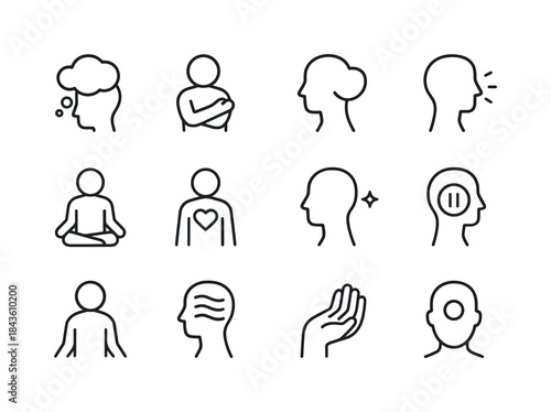 Self-Reflection Icon Set. Self-Reflection. Line icon set of Self