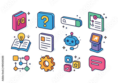 Self-Service Tools Icons. Self-Service Tools. Colorful isometric