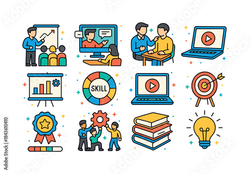 Skill Development Icons. Employee Skill Development. Colorful is