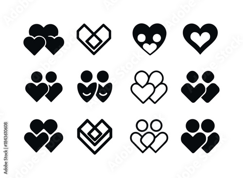 Group Hug Logos. Group Hug. Icon set. Set Logo of Group Hug: ove