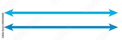 Horizontal long straight arrow signs. Black pointer, direction, position symbol and double arrow icon isolated on white background. Vector Illustration