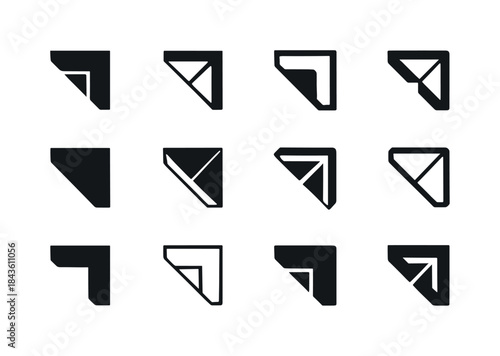 Prismatic Mirror Icons. mirror corner. Icon set. Set Logo of mir