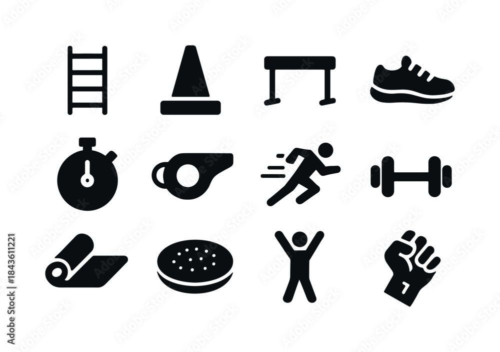 Fototapeta premium Sports Conditioning Icons. Sports Conditioning. Solid icon set o