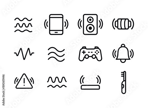 Vibration Icon Set. Vibration. Line icon set of Vibration: vibra